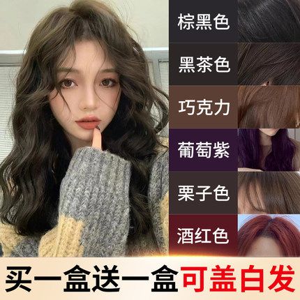 五倍子植物染发剂2025年流行黑茶色染发膏家用自染女士焗油膏黑色
