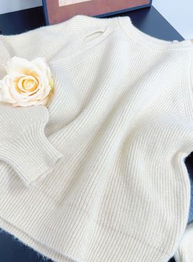 毛衣露肩新款512293-2时尚秋季洋气慵懒宽松设计针织衫长袖上衣