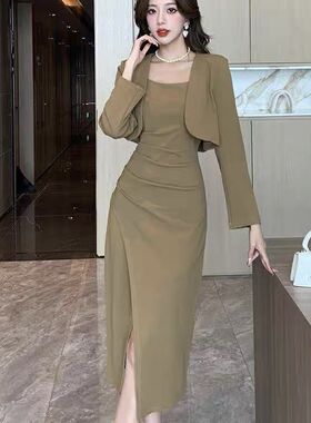 小香风法式套装裙505323高级质感气质辣妹吊带连衣裙时尚两件套