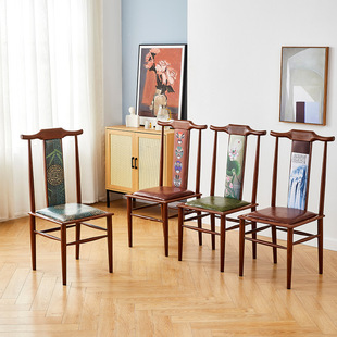 新中式椅子酒店宴会厅家用餐椅复古中国风靠背凳子铁艺仿实木椅子