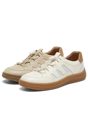 百思图2025春季商场新款牛皮户外通勤厚底女运动休闲鞋VWH25AM5