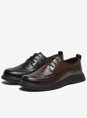 百思图2025秋季商场新款牛皮休闲皮鞋时尚商务正装男皮鞋WOD01CM5