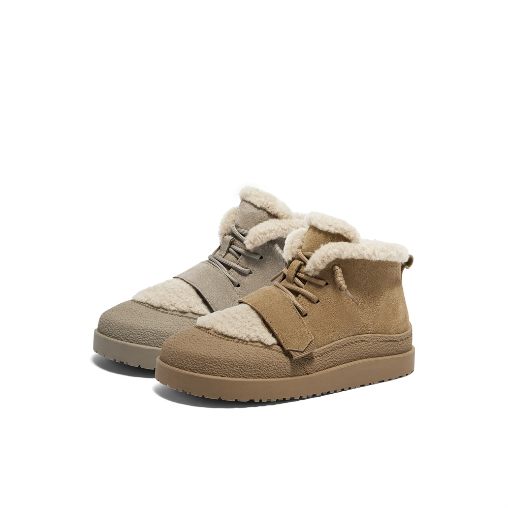 森达雪地靴女鞋2024年冬季新款厚底保暖绒毛户外休闲短靴ZTE18DD4