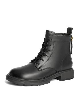 森达马丁靴女子2024年冬季新款商场同款潮流休闲短皮靴XEM01DD4