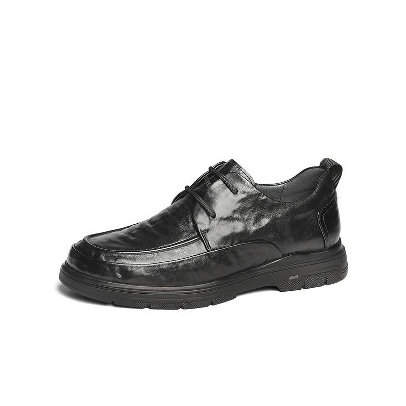 森达休闲皮鞋男2025春季新款复古做旧系带舒适休闲鞋JDZ17AM5