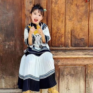 影楼新款少女彝族民族风儿童舞台表演服饰云南火把节少数民族服装