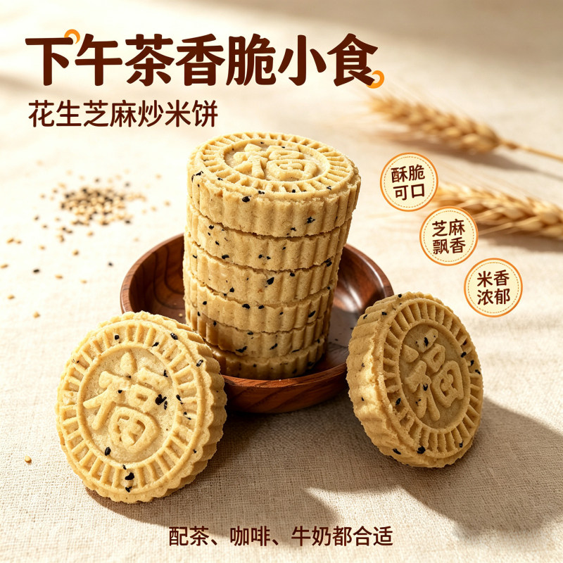 竹筒饼白糖米粉饼炒米硬饼韶关艺华软饼多味花生特产糕点糯米软饼