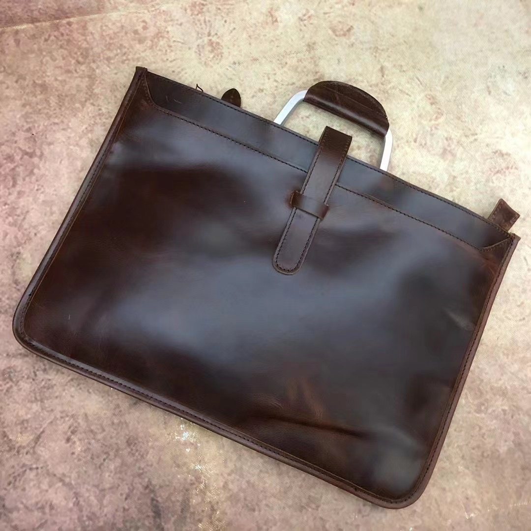 头层牛皮真皮男包复古中年男士单肩包商务公文包黑色电脑OL手提包