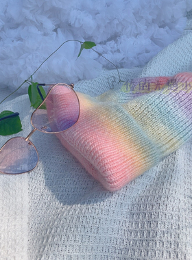 同款sky同款爱心眼镜框女款复古金属镜架彩虹帽彩虹眼镜光之子