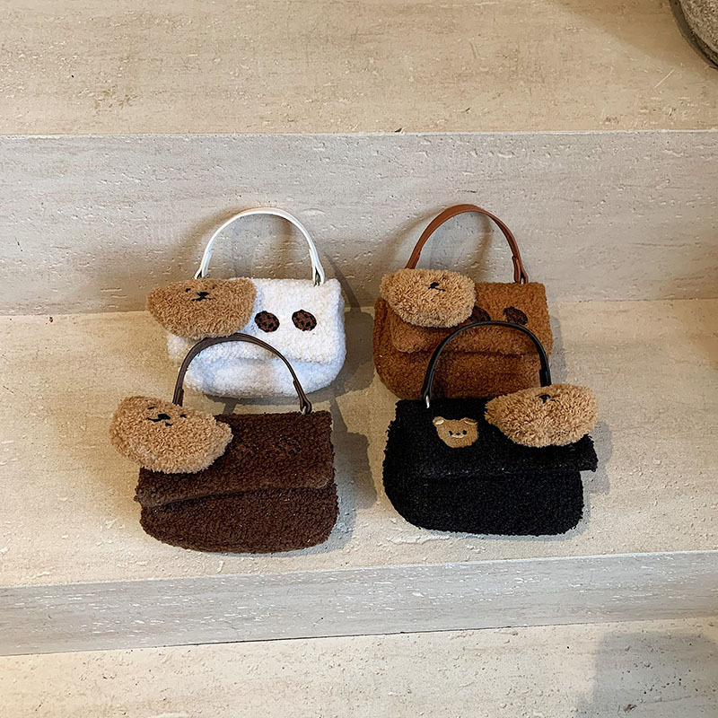 可爱卡通毛绒手提小方包女包2025春新款轻奢单肩包洋气斜挎包