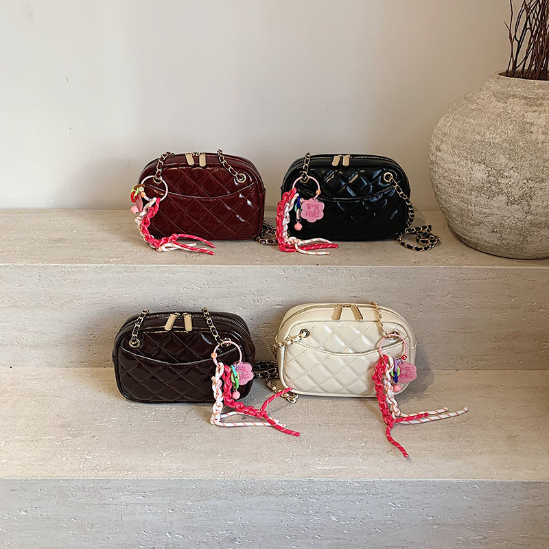 高级质感时尚格纹小方包女2025春新款轻奢百搭单肩包潮链条腋下包