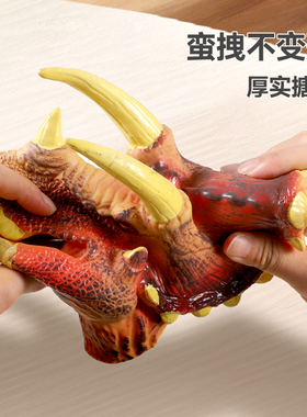 恐龙玩具手偶手套软胶三角霸王龙儿童仿真动物模型鲨鱼鲨臂头男孩