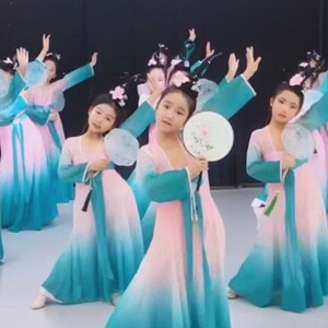 古典舞蹈服儿童练功服女汉唐飘逸纱衣中国风玉灵儿表演汉服演出服