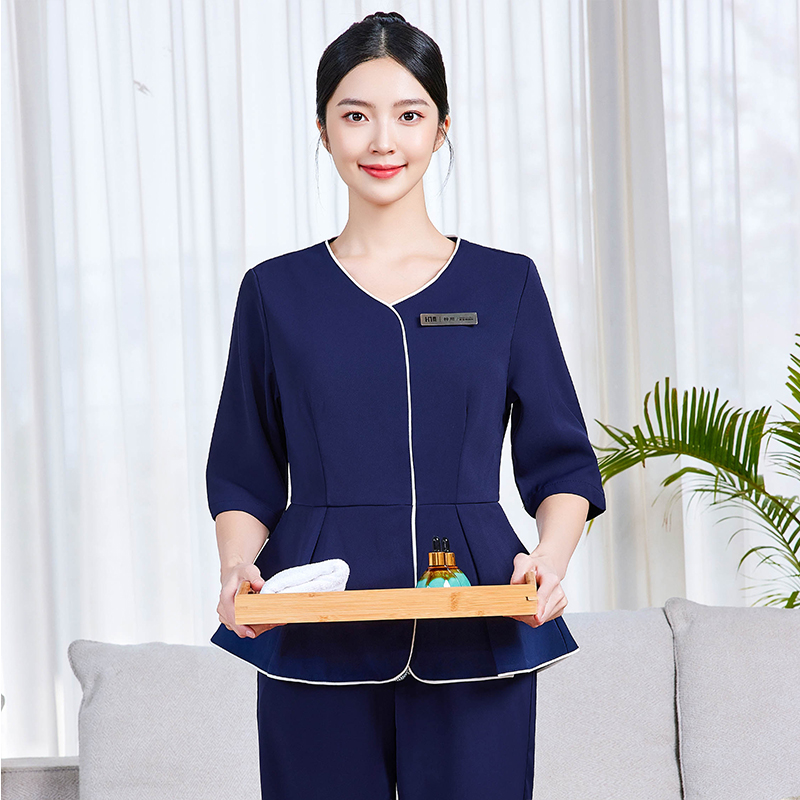 绣LOGO美容师工作服美容院女春夏款产康师采耳店沐足推拿spa套装