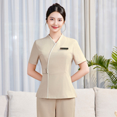 薄款 夏季 沐足 女高端短袖 养生馆足疗工作服按摩技师服美容院套装