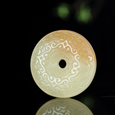 玉翡缘新疆和田玉糖黄口平安扣吊坠男女款玉坠仿古件玉佩玉项链玉