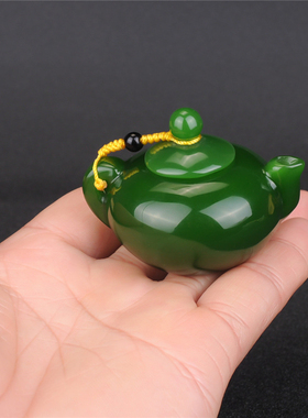 青峰玉业玉器【品牌补贴】玉器新疆和田玉碧玉手壶把件菠菜绿碧玉