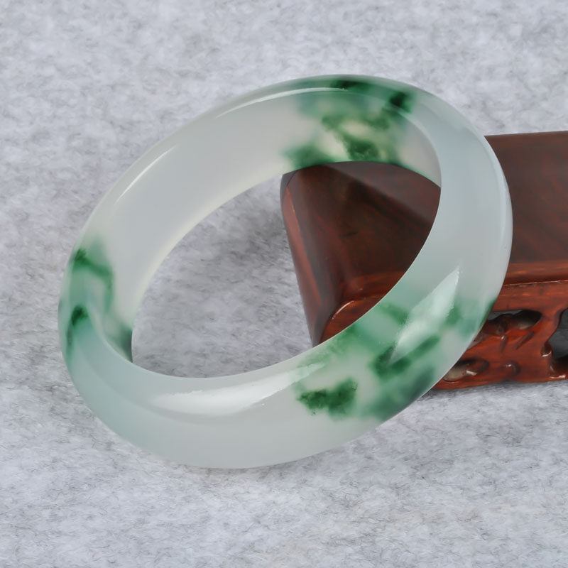 【真】冰种 飘花玉手镯女款翡翠色玉镯子 a货玉石手镯