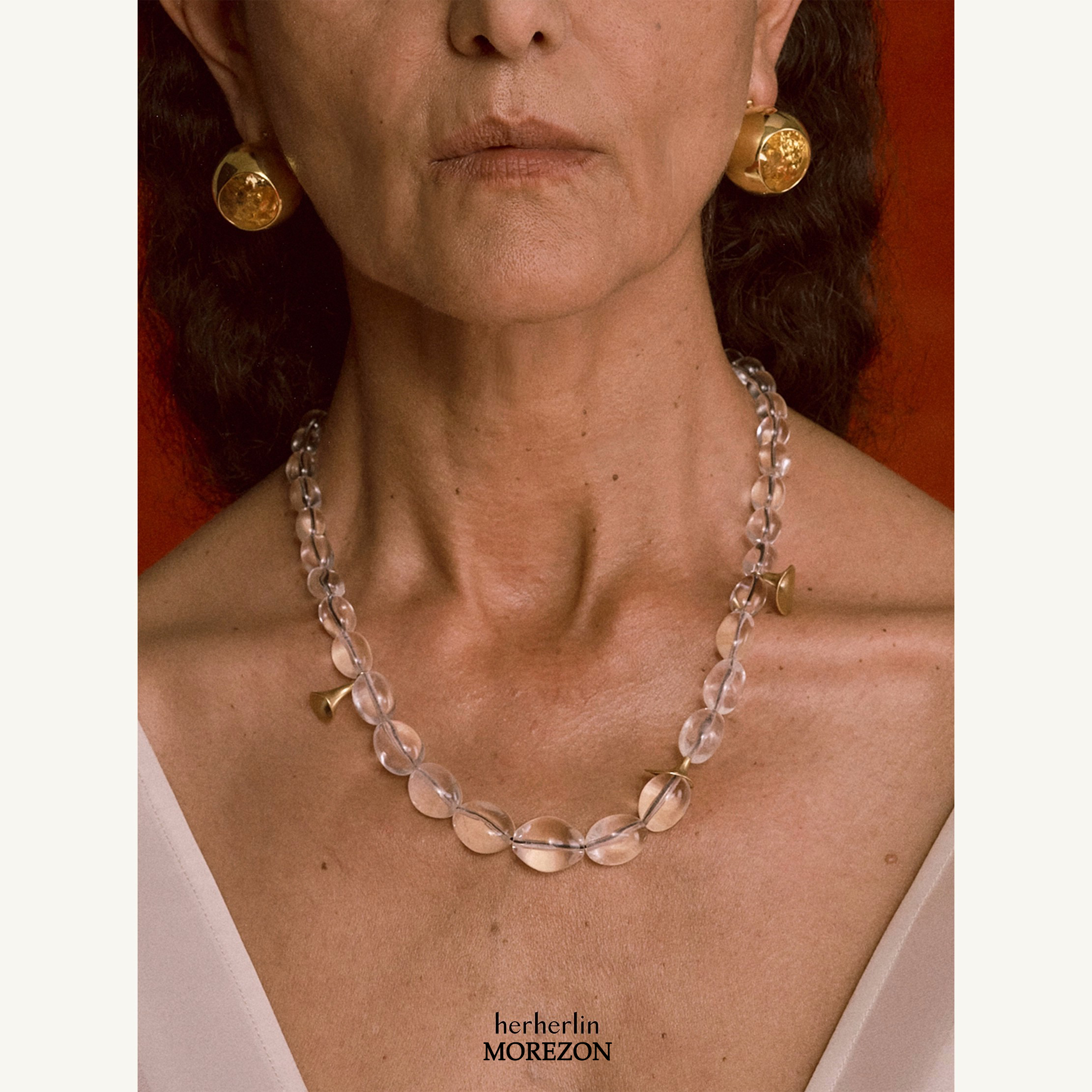 MOREZON【herherlin】25aw新款小众潮人个性白水晶金角铃串珠项链
