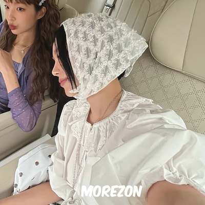 MOREZON【AWESOME NEEDS NETTING SCARF】25SS蕾丝网格三角头巾女