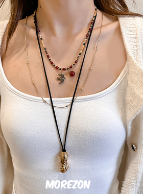 MOREZON【LAZY CIRCLES】24AW新款小众潮人简约好事花生绑绳项链