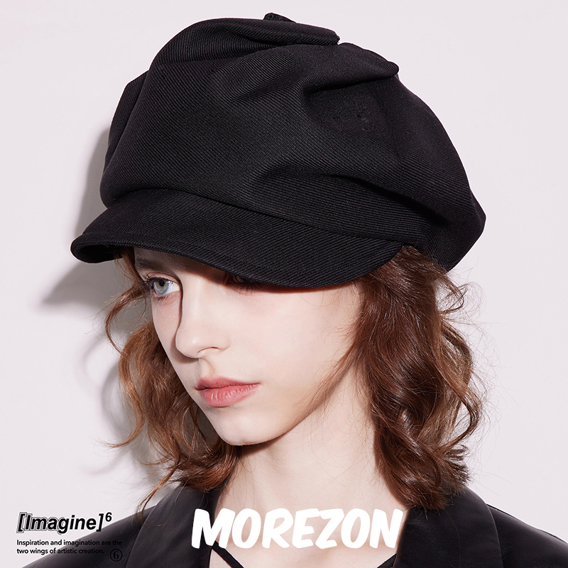 MOREZON【black imagine6】25AW秋冬明星同款潮人时尚褶皱报童帽