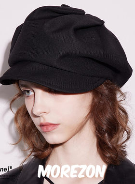MOREZON【black imagine6】25AW秋冬明星同款潮人时尚褶皱报童帽