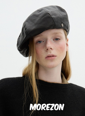 MOREZON【Brown hat Signature Beret】秋冬潮人小羊皮贝雷帽子女