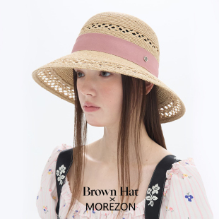 Jemma Wide Straw MOREZON 26春夏新款 hat Hat 镂空草帽 Brown