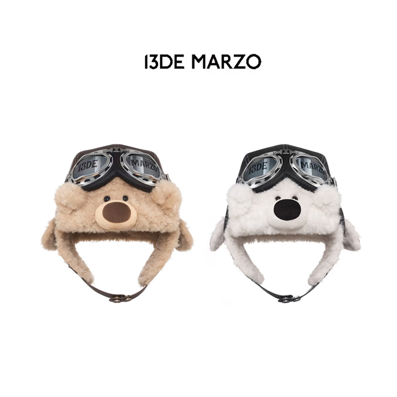 MOREZON【13DE MARZO】25AW秋冬潮人可爱卡通小熊复古飞行帽子女