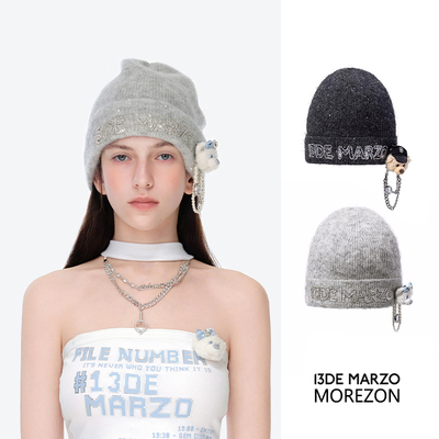 MOREZON【13DE MARZO】25AW秋冬新款潮人时尚个性细闪冷帽针织帽