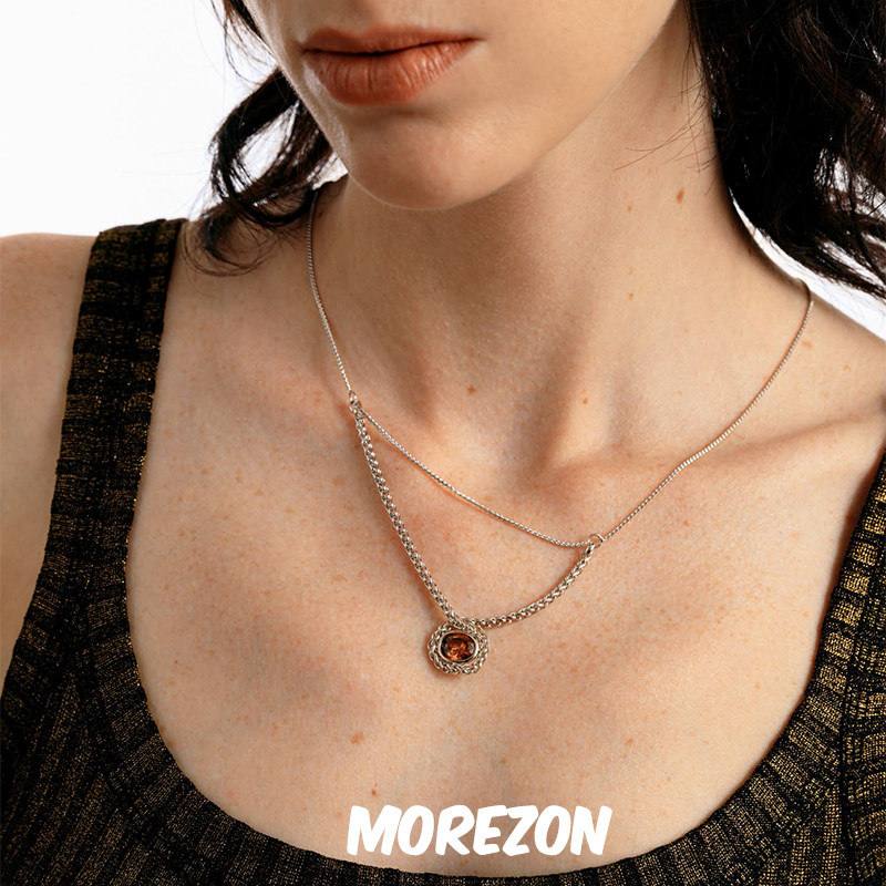 MOREZON【SUSI SOMOS】设计师新款潮人时尚百搭小众咖啡石项链女