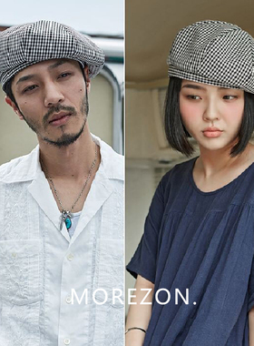 MOREZON【Millionaire Gingham Check】千鸟格纹八角贝雷帽男女