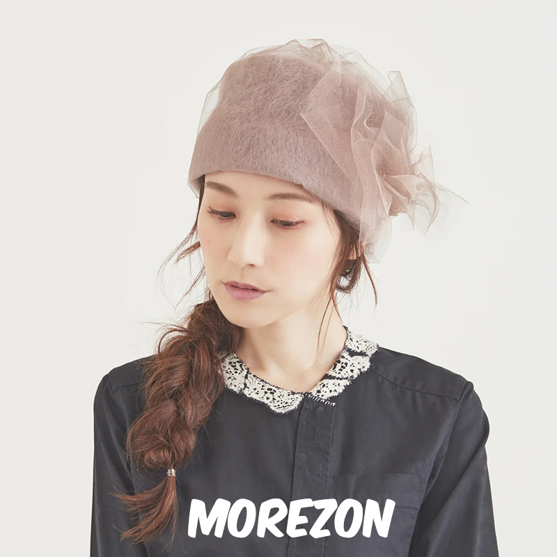 MOREZON【CIRQUTURE fog dance】24秋冬新款优雅网纱花朵毛线帽子