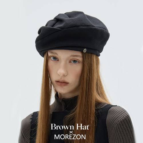 MOREZON【Brown hat Couture Beret】26秋冬新款精致羊毛贝雷帽女