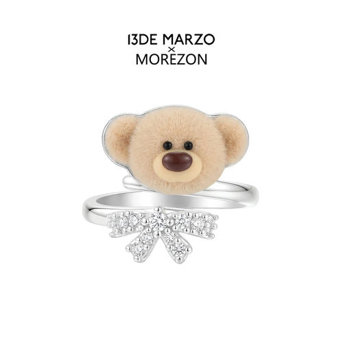 MOREZON【13DE MARZO】26春夏新款潮人可爱蝴蝶结领结小熊头戒指