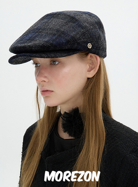 MOREZON【Brown hat Ralph Hunting Cap】秋冬百搭格纹猎人帽子女