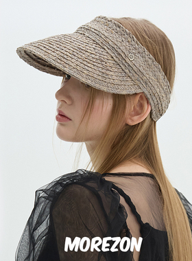 MOREZON【Brown hat Classic Sun Visor】潮人经典草编空顶遮阳帽