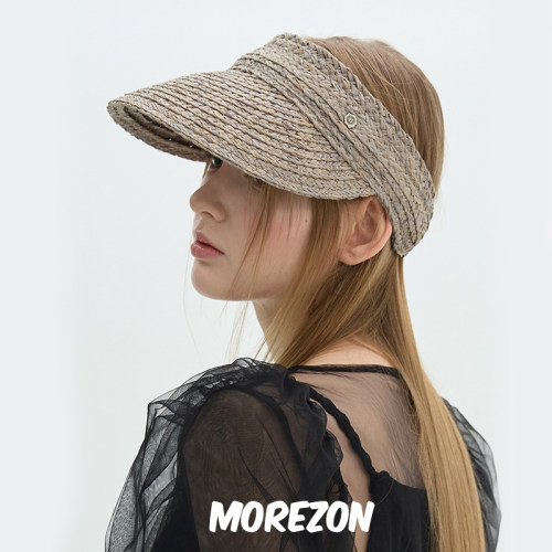 MOREZON【Brown hat Classic Sun Visor】潮人经典草编空顶遮阳帽