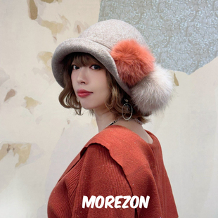 日本25秋冬新款 MOREZON moons twin 双毛球渔夫帽子 CIRQUTURE