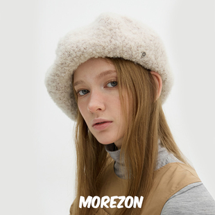 Furry hat Wide Volume 24AW羊羔毛贝雷帽 MOREZON Beret Brown