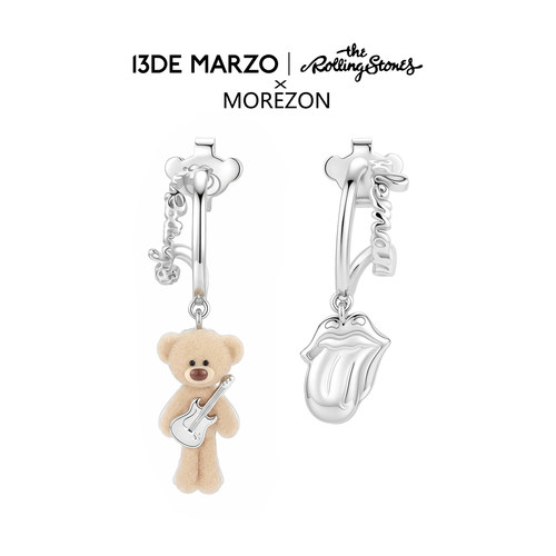 MOREZON【13DE MARZO】26秋冬新款滚石乐队联名系列摇滚小熊耳环