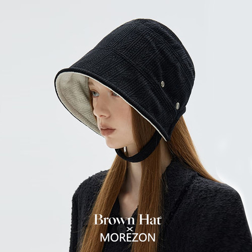 MOREZON【Brown hat Velvet Lace Bonnet】26秋冬丝绒蕾丝侍女帽