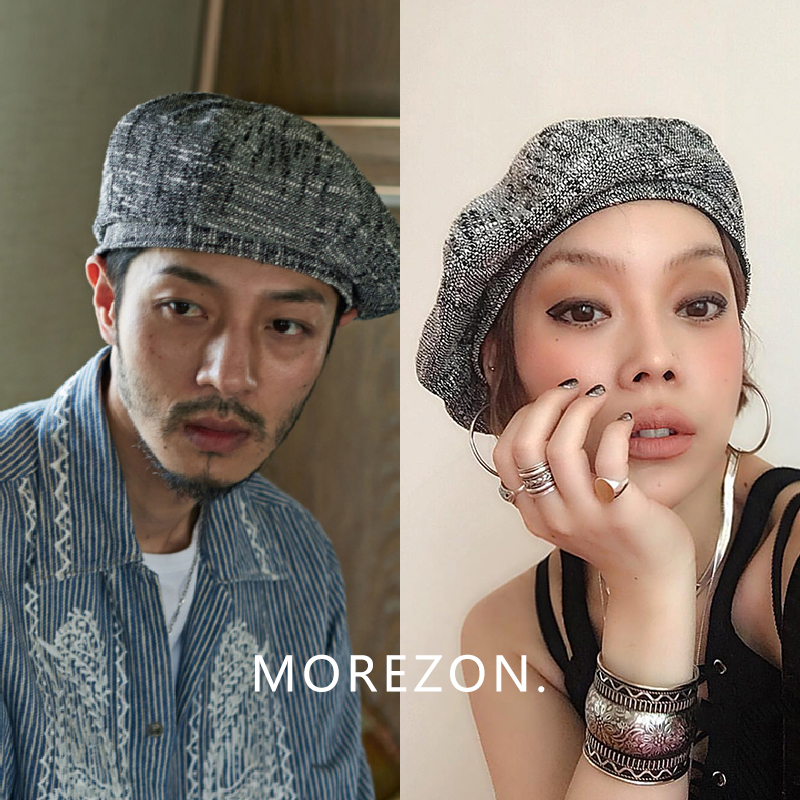 亚麻八角男女春夏贝雷帽