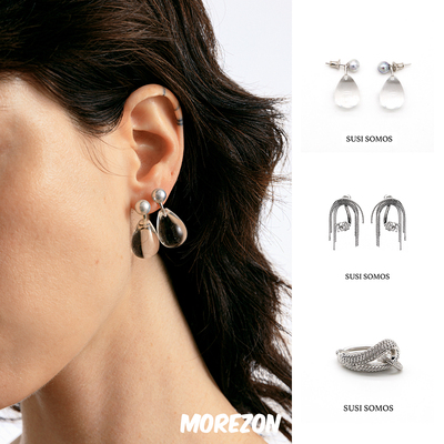 MOREZON【SUSI SOMOS】设计师新款潮人百搭小众水晶珍珠水滴耳钉