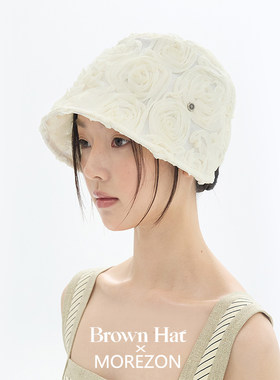 MOREZON【Brown hat Petit Rosey Bonnet Hat】26春夏玫瑰侍女帽