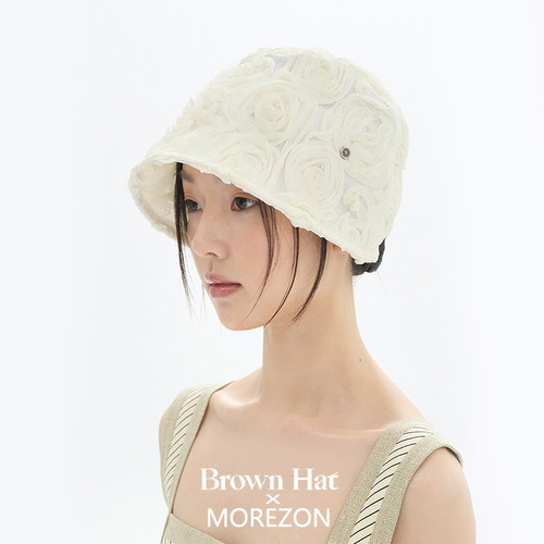 MOREZON【Brown hat Petit Rosey Bonnet Hat】26春夏玫瑰侍女帽