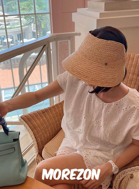 MOREZON【Brown hat French Sun Visor】夏季法式简约空顶遮阳帽
