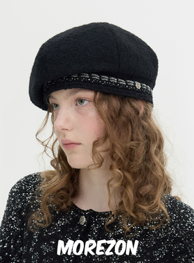 MOREZON【Brown hat Gabrielle Tweed Beret】25AW小香风贝雷帽子