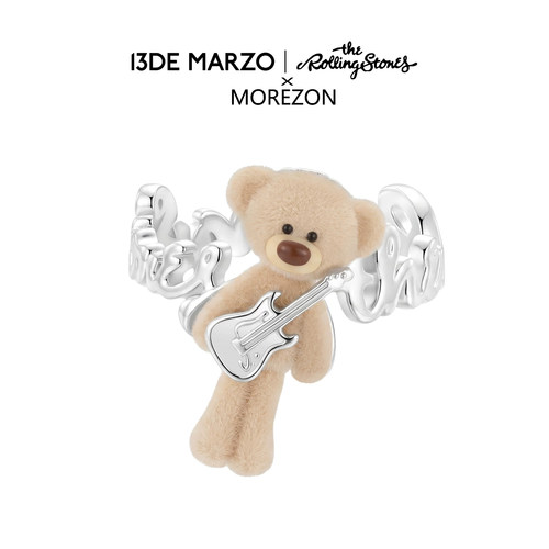 MOREZON【13DE MARZO】26秋冬新款滚石乐队联名系列摇滚小熊戒指